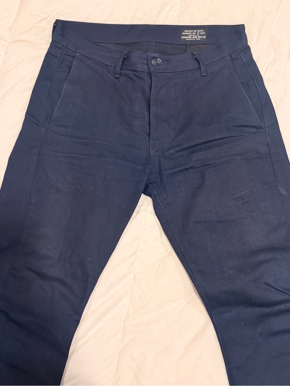 imogene + willie Men's Oscar indigo x black denim trousers